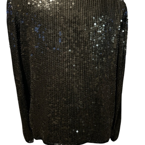 Vintage Stenay Beaded Sequin Silk Jacket Long Sleeve Black Hook & Eye Small - Picture 4 of 6